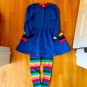 Mini Boden Rainbow Dress and Legging Set, 8-9 years
